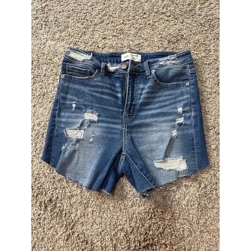 BKE Parker High Rise Distressed Denim Shorts Medium Wash Size 26 - Picture 2 of 4